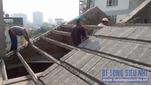 Thi công sàn bê tông nhẹ làm mái chéo công trình nhà dân dụng tại Lê Đức Thọ