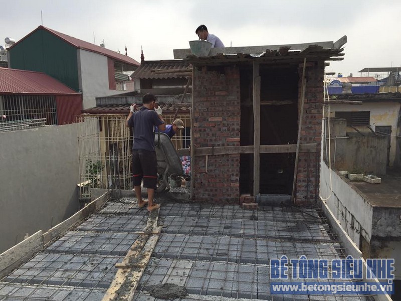 Thi công sàn bê tông siêu nhẹ cho nhà anh Thái tại Quan Nhân, Thanh Xuân