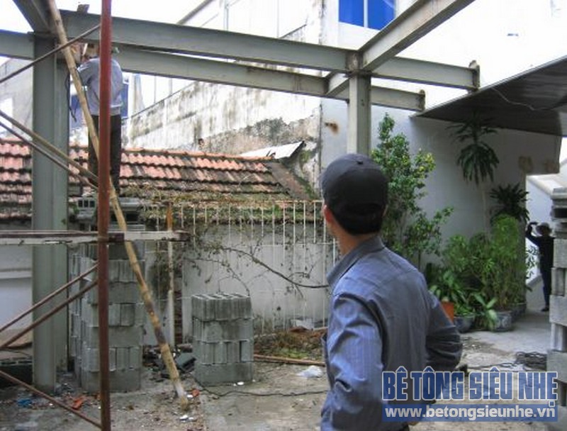 Thi công nhà khung thép tại Thạch Đà, Mê Linh, Hà Nội