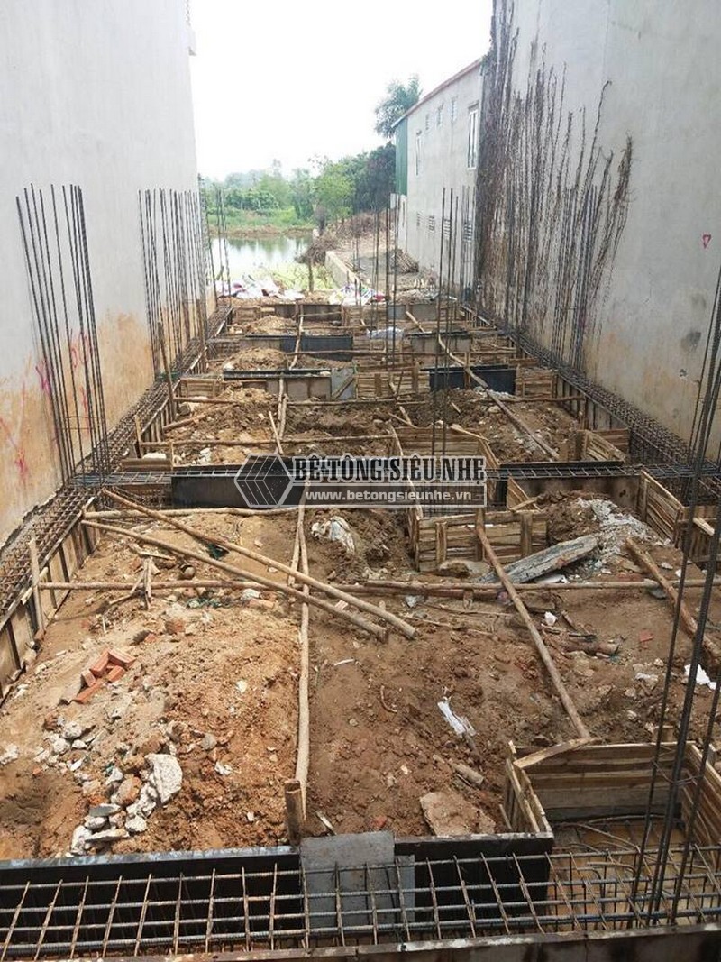 Thi công phần móng để dựng nhà khung thép tại công trình nhà anh Thu, Ba Vì, Hà Nội -07
