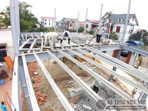 Làm nhà khung thép 2 tầng và sàn bê tông nhẹ cực nhanh tại Sóc Sơn, Hà Nội - 02