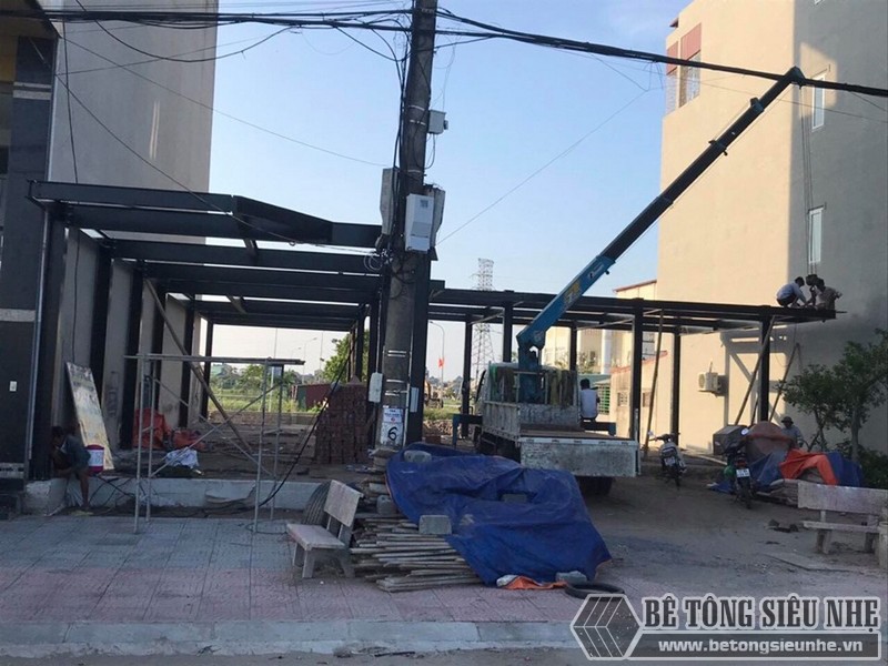 Dựng nhà xưởng khung thép "siêu nhanh" cho nhà chị Hà tại thị trấn Diêm Điền - Thái Bình 