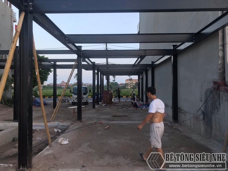 Dựng nhà xưởng khung thép "siêu nhanh" cho nhà chị Hà tại thị trấn Diêm Điền - Thái Bình 