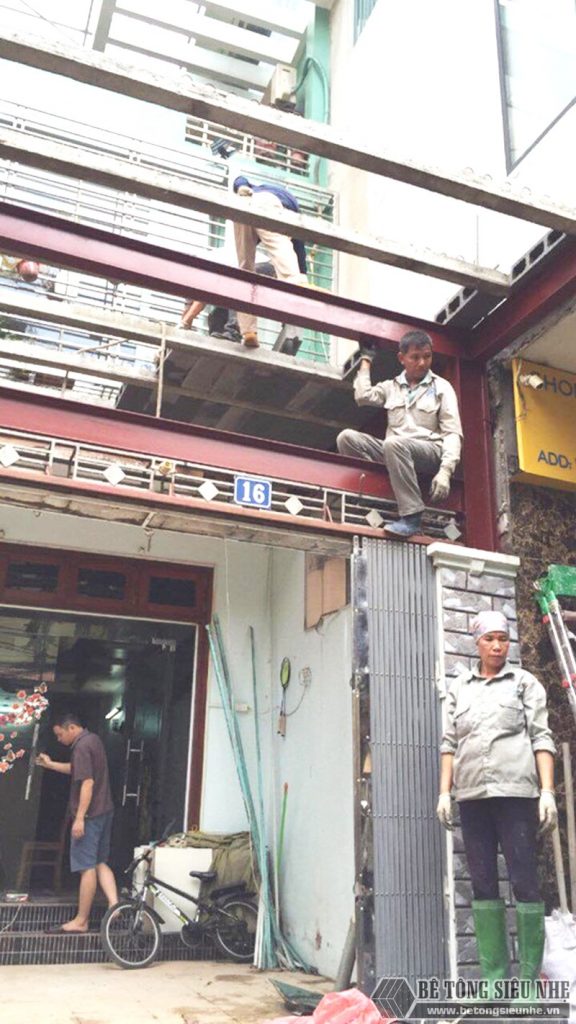 Thi công khung thép tiền chế, sàn bê tông nhẹ cải tạo, cơi nới gara ô tô nhà anh Tiến, Thanh Trì, Hà Nội - 03