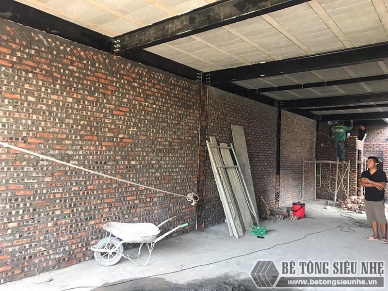 Nhà khung thép và sàn bê tông nhẹ tại Hưng Yên cho nhà chú Bản