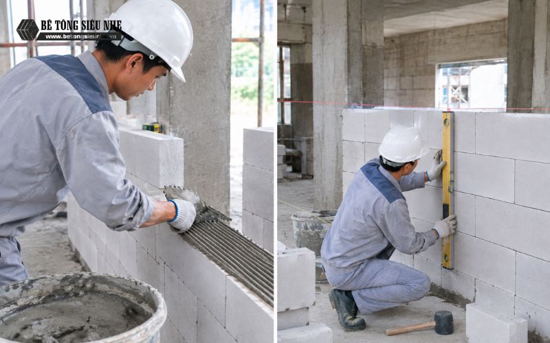 Quy trình cách xây gạch AAC đúng kỹ thuật