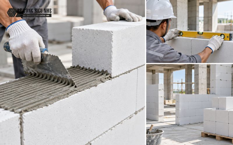 Quy trình kỹ thuật xây gạch AAC