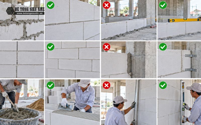 Những lỗi thường gặp khi xây tường gạch AAC