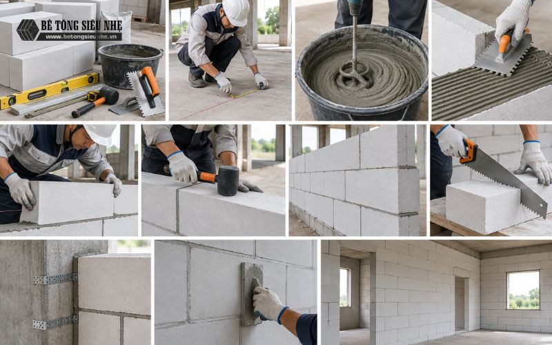 Cách xây tường gạch AAC đúng kỹ thuật