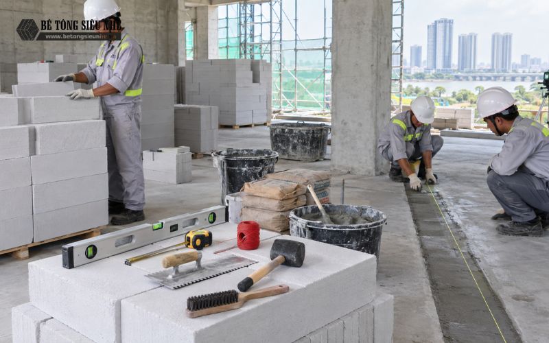 Chuẩn bị trước khi thi công gạch AAC