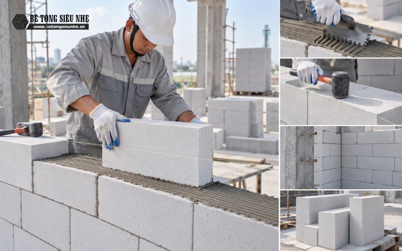 Kỹ thuật xây gạch bê tông khí chưng áp