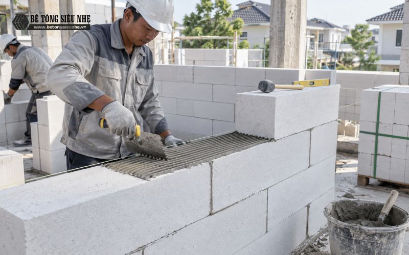 kỹ thuật xây gạch bê tông khí chưng áp