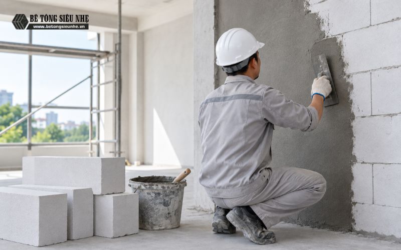 Cách trát tường gạch AAC đúng kỹ thuật từng bước