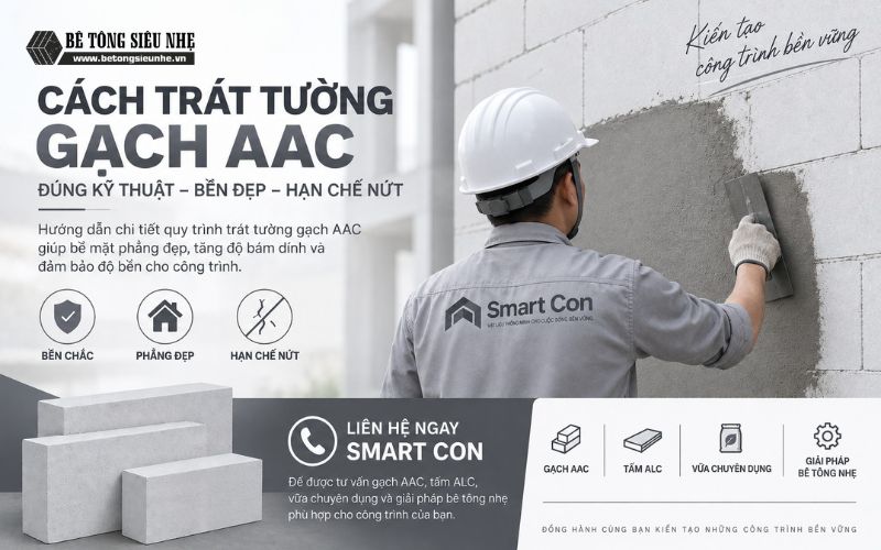cách trát tường gạch aac