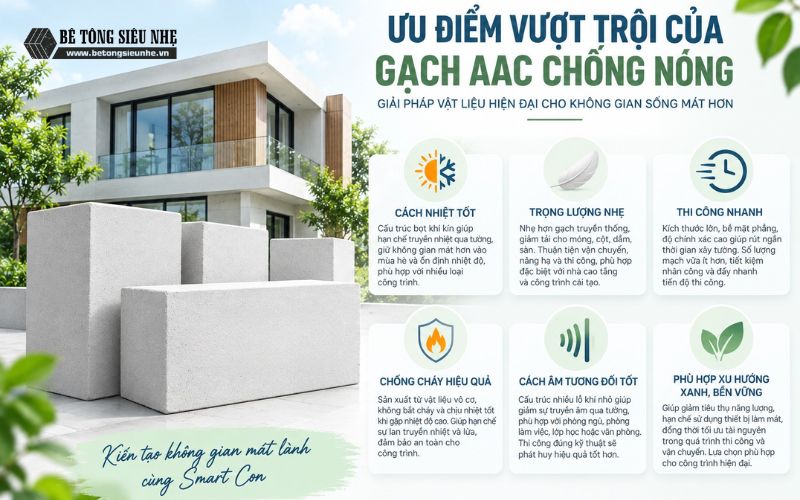 Ưu điểm vượt trội của gạch AAC chống nóng Ưu điểm vượt trội của gạch AAC chống nóng