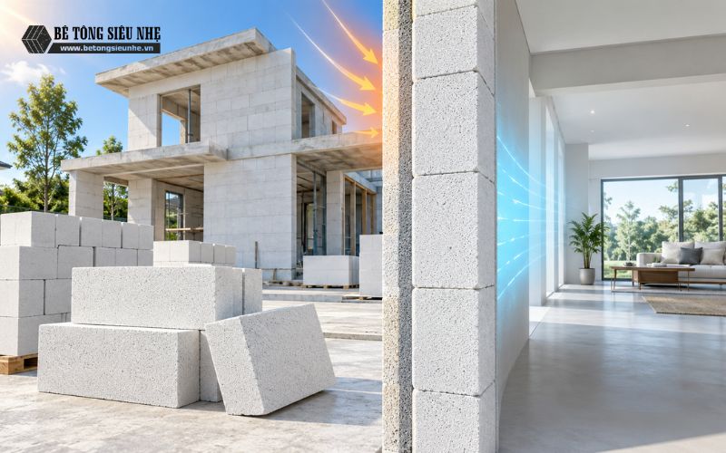 Ưu điểm của gạch AAC cách nhiệt