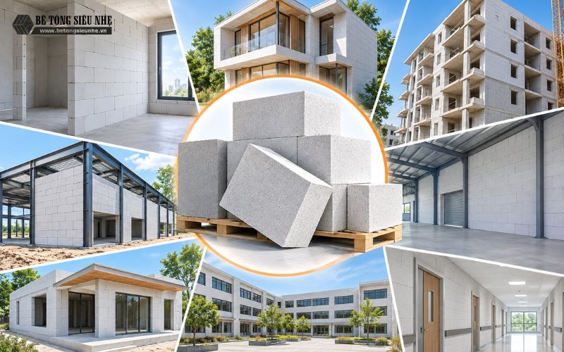 Ứng dụng của gạch bê tông khí chưng áp
