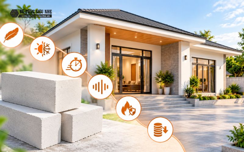 Ưu điểm nổi bật khi xây nhà cấp 4 bằng gạch AAC