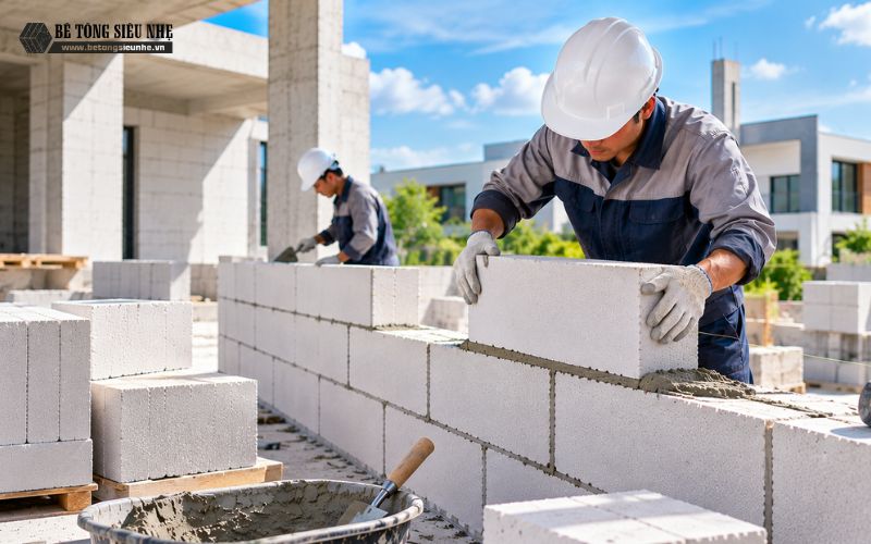 Quy trình thi công tường gạch AAC chuẩn kỹ thuật