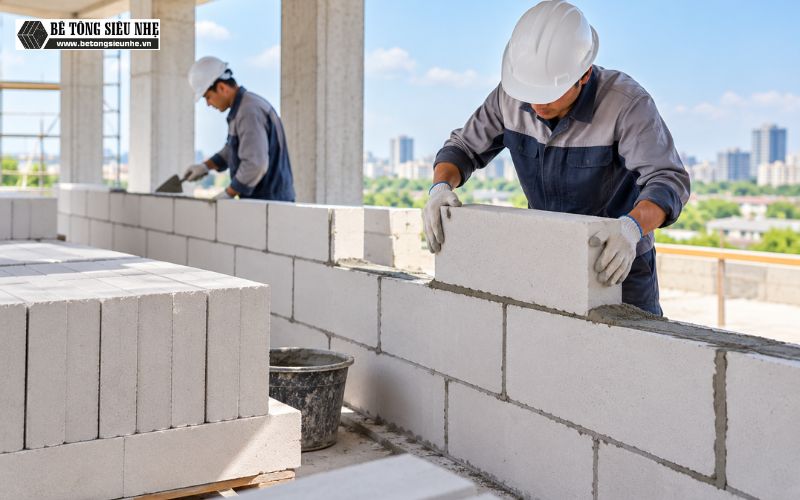 Đơn giá thi công tường gạch AAC mới nhất 2026