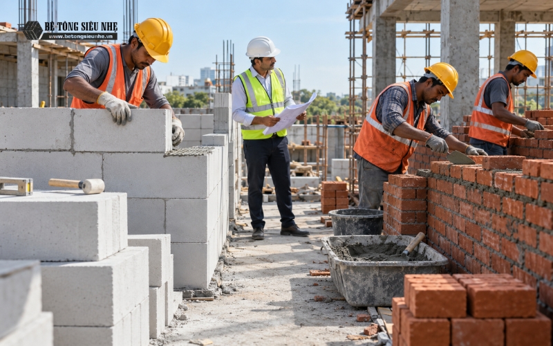 So sánh chi phí hoàn thiện gạch AAC và gạch đỏ