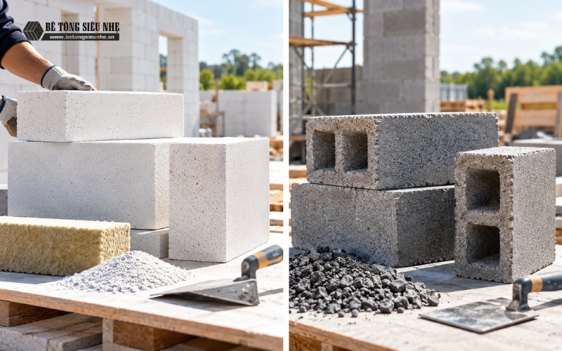 So sánh gạch aac và gạch block chi tiết