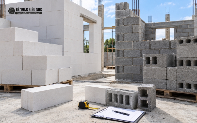 So sánh gạch aac và gạch không nung để tối ưu chi phí