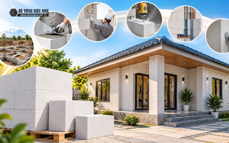 Quy trình xây nhà cấp 4 bằng gạch AAC chuẩn kỹ thuật