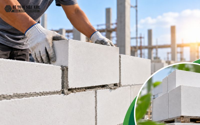 giá nhân công xây gạch AAC
